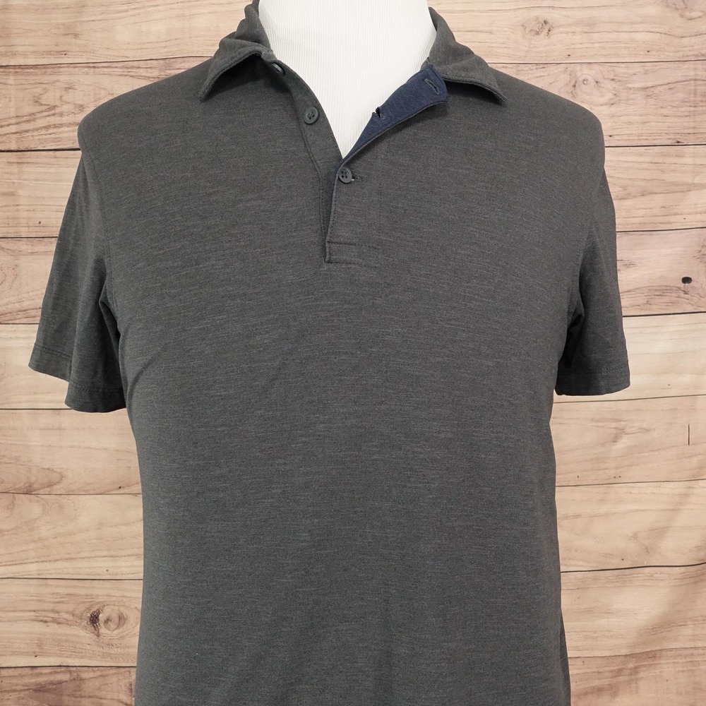 J Crew Performance Polo Shirt Mens M Gray Polyester Elastane Stretch Jersey Knit